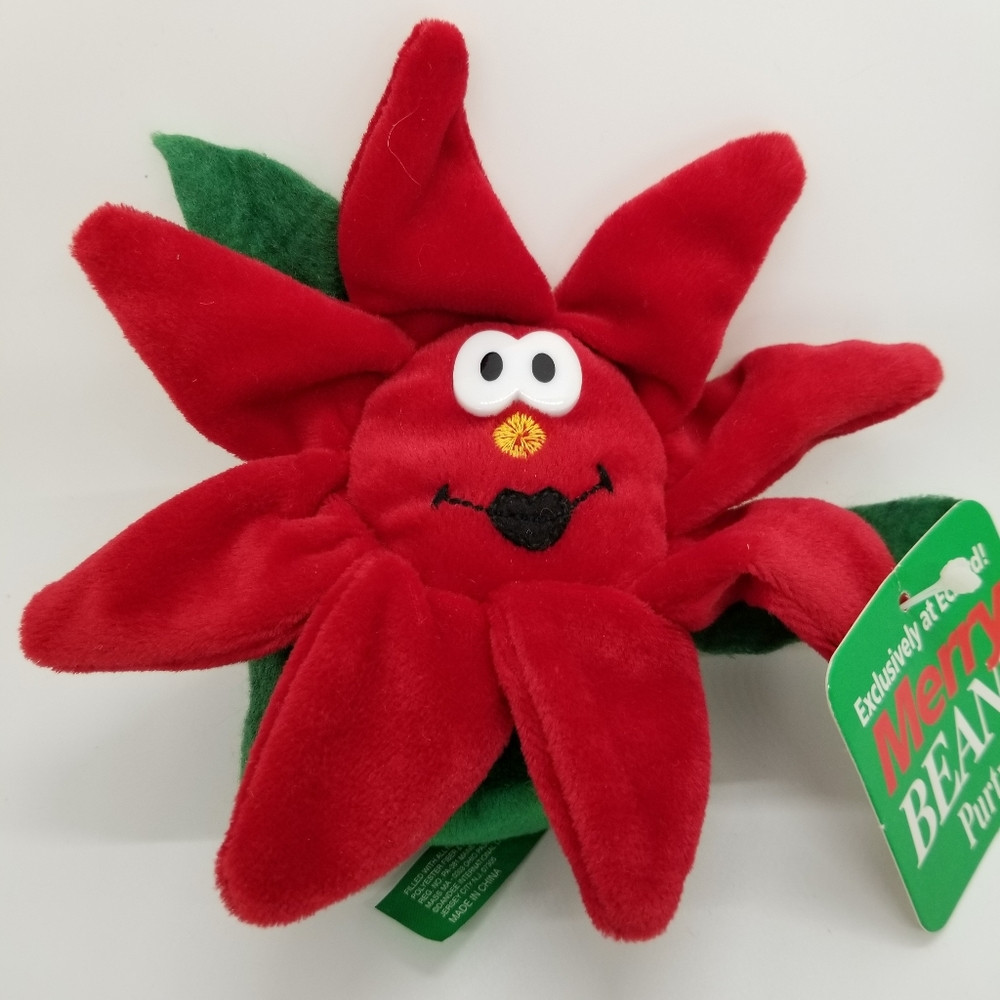 Vintage DanDee Int Christmas Purty Ornament Plush Merry Beans Eckerd's 6" Flower